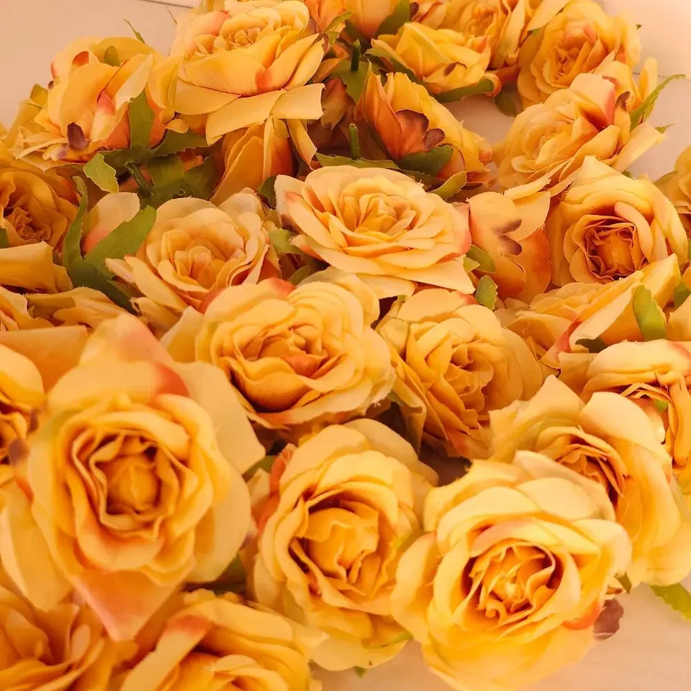 60 Peach Silk Rose Heads 3